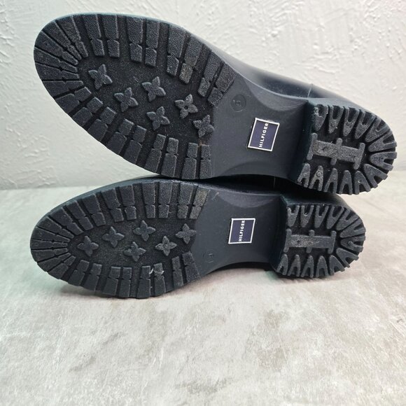 Tommy Hilfiger Rubber Rain Boot 9 Blue Quilted Preppy  Equestrian Outdoor Winter - Picture 7 of 12